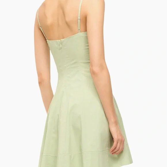 STAUD Wylie Stretch-Cotton Mini Dress in Pale Jade - NWT - Picture 2 of 7
